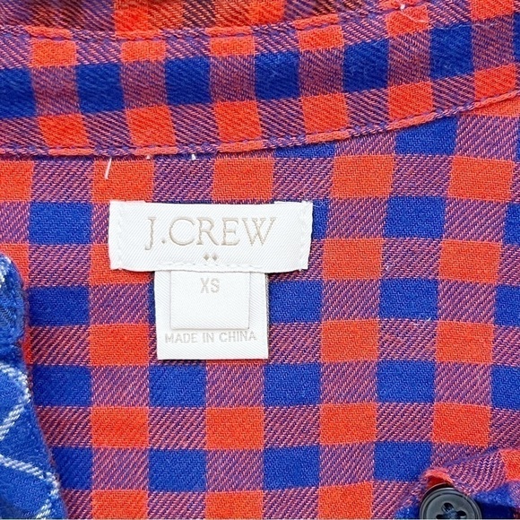 J.Crew Flannel Shirt Dress with‎ Pockets in Red & Blue Plaid, Size XS - Picture 4 of 14